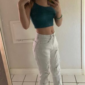 White skinny jeans, there a little tight around the ankles!